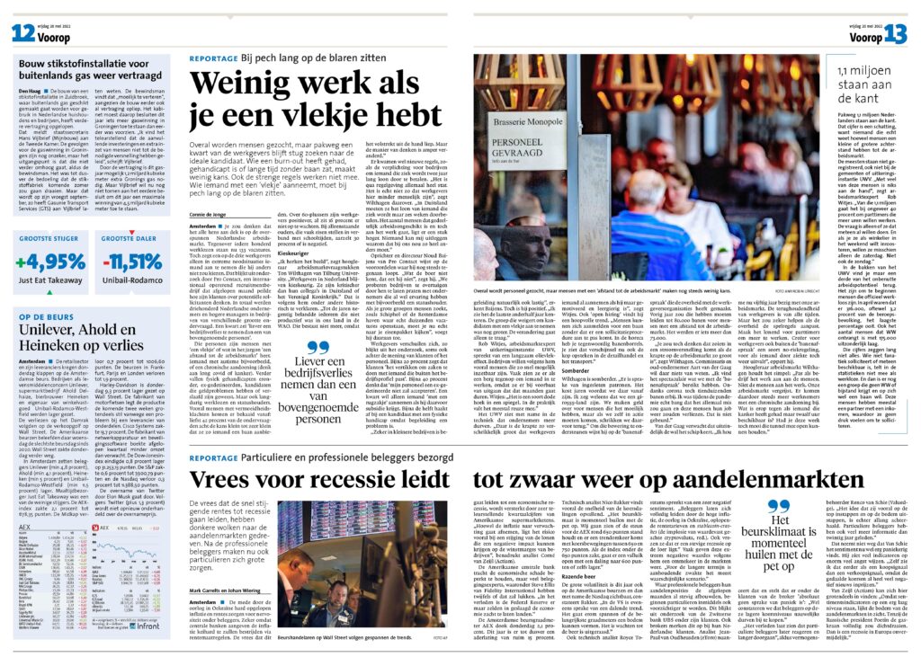 artikel krapte arbeidsmarkt haarlems dagblad 20-05-22